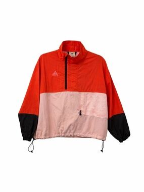 Nike ACG Anorak Habanero Red/Coral/Black Long Sleeve Pullover Rain Jacket.Size-M